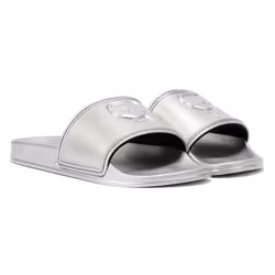 ) Karl Lagerfeld Kondo 2.0 Karl NFT Women's Silver Slides - Silver, 6 (Adults'