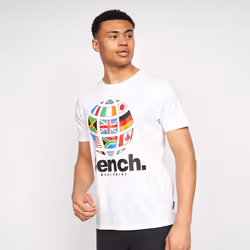 Bench Mens Graphic Print T-Shirt 100% Cotton Tee - White - Worldwide, S