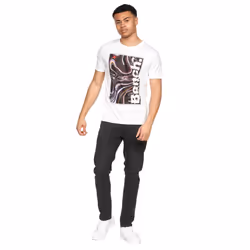 Mens Bench Crew Neck Tee Graphic Print T Shirts - White - Cadiz, M