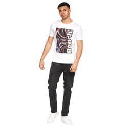 Mens Bench Crew Neck Tee Graphic Print T Shirts - White - Cadiz, M