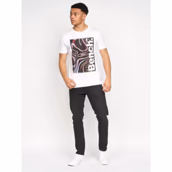 Mens Bench Crew Neck Tee Graphic Print T Shirts - White - Cadiz, M