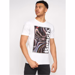 Mens Bench Crew Neck Tee Graphic Print T Shirts - White - Cadiz, L