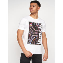 Mens Bench Crew Neck Tee Graphic Print T Shirts - White - Cadiz, L