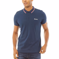 Bench Mens Gruff Short Sleeve Twin Tipped Polo Shirt - L, Navy