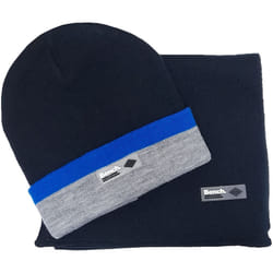 Bench Mens Amino Warm Winter Knitted Beanie Hat & Scarf Gift Box Set - One Size, Navy