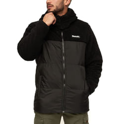 Bench Mens Detta Padded Contrast Sherpa Hooded Outdoor Warm Winter Jacket Coat - L, Black
