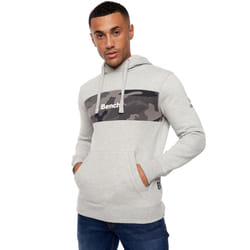 Bench Mens Reiss Hooded Pullover Sweatshirt Jumper Hoody Hoodie - L, Grey Marl