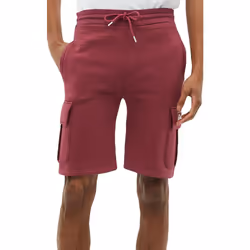 Men Fleece Cargo Shorts Elasticated Waist Gym Pant - Burgundy, S