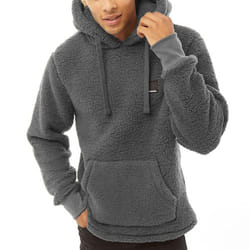 Bench Mens Jerry Borg Pullover Teddy Bear Fleece Hooded Sweatshirt Hoody Hoodie - M, Charcoal