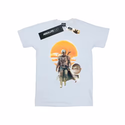 Star Wars Mens The Mandalorian Sunset Poster T-Shirt - S, White