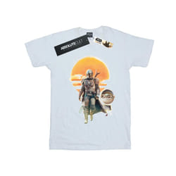 Star Wars Mens The Mandalorian Sunset Poster T-Shirt - L, White