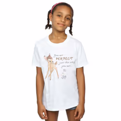 Disney Girls Bambi Perfect Just The Way You Are Cotton T-Shirt - 7-8 Years, White
