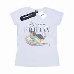 Disney Womens/Ladies Princess Jasmine Flying Into Friday Like Cotton T-Shirt - S, White