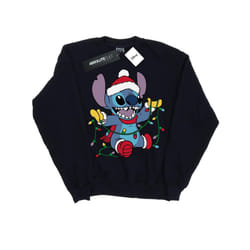 Disney Girls Lilo And Stitch Christmas Lights Sweatshirt - 12-13 Years, Navy Blue