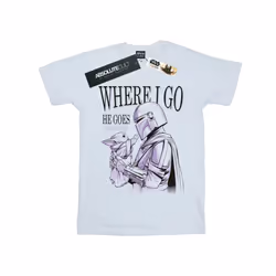 Star Wars Mens The Mandalorian Where I Go T-Shirt - L, White