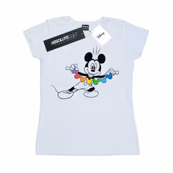 Disney Womens/Ladies Mickey Mouse Rainbow Chain Cotton T-Shirt - XXL, White
