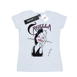Disney Womens/Ladies Cruella De Vil Evil Smile Cotton T-Shirt - S, White