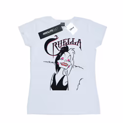 Disney Womens/Ladies Cruella De Vil Evil Smile Cotton T-Shirt - XXL, White
