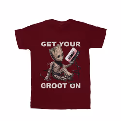 Marvel Womens/Ladies Guardians Of The Galaxy Get Your Groot On Cotton Boyfriend T-Shirt - XXL, Burgundy