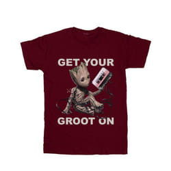Marvel Womens/Ladies Guardians Of The Galaxy Get Your Groot On Cotton Boyfriend T-Shirt - XXL, Burgundy