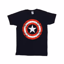 Marvel Mens Avengers Captain America Scratched Shield T-Shirt