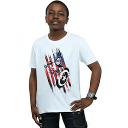 Marvel Boys Avengers Captain America Streaks T-Shirt - 7-8 Years, White