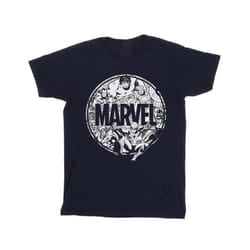 Marvel Comics Mens Logo Character Infill T-Shirt - XL, Navy Blue