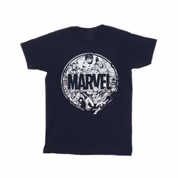 Marvel Comics Mens Logo Character Infill T-Shirt - XXL, Navy Blue