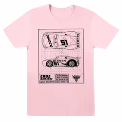 Disney Mens Cars Cruz Ramirez Blueprint T-Shirt - S, Baby Pink