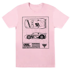 Disney Mens Cars Cruz Ramirez Blueprint T-Shirt - S, Baby Pink