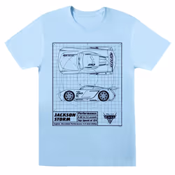 Disney Boys Cars Jackson Storm Blueprint T-Shirt - 12-13 Years, Baby Blue