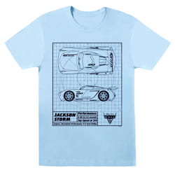 Disney Boys Cars Jackson Storm Blueprint T-Shirt - 12-13 Years, Baby Blue