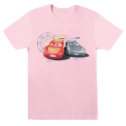 Disney Mens Cars Lightning Vs Storm T-Shirt - S, Baby Pink