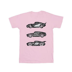 Disney Mens Cars Text Racers T-Shirt - S, Baby Pink