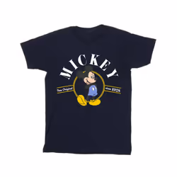 Disney Mens Mickey Mouse True Original T-Shirt - L, Navy Blue