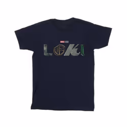 Marvel Girls Loki Logo Cotton T-Shirt - 9-11 Years, Navy Blue