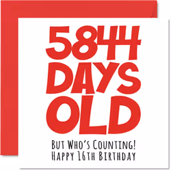 16th Birthday card for Boys girls Him Her - 5844 Days Old - Funny Teen