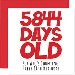 16th Birthday card for Boys girls Him Her - 5844 Days Old - Funny Teen