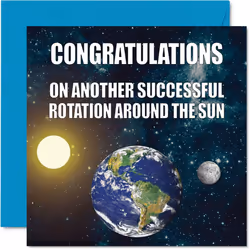 Funny Birthday cards for Men Women - Earth Rotation - Joke Happy Birth