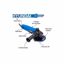 Hyundai HYAG900E  900W Electric Angle Grinder