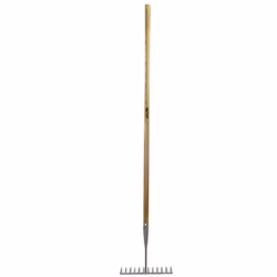 JCB 12 Teeth Heritage Garden Rake, Heavy-duty Carbon Steel and Ash Wood Shaft