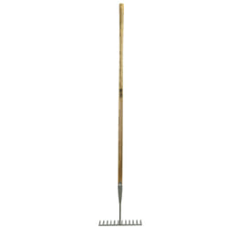 JCB 12 Teeth Heritage Garden Rake, Heavy-duty Carbon Steel and Ash Wood Shaft