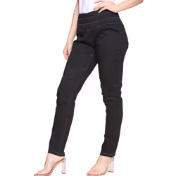 Womens Stretch High Waisted Half Elasticated Jeans - Black, UK 10