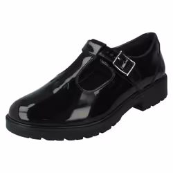 Girls Clarks Lace Up School Shoes Dempster Lace Y - Black, UK 3 Child