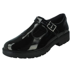 Girls Clarks Lace Up School Shoes Dempster Lace Y - Black, UK 3 Child