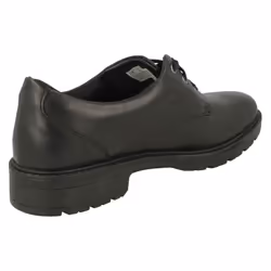 Girls Clarks Lace Up School Shoes Dempster Lace Y - Black, UK 3 Child