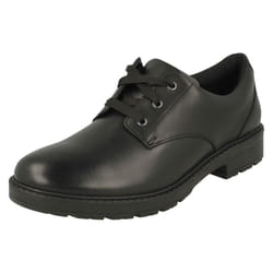 Girls Clarks Lace Up School Shoes Dempster Lace Y - Black, UK 3.5 Child
