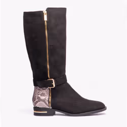 Lotus HARPER Ladies Boots Black Microfibre/Snake - UK 5, Black Microfibre/Snake