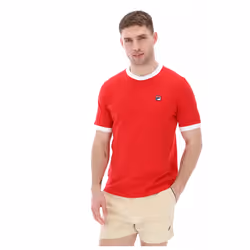 Fila Men's Cotton Crew Neck Classic Ringer T-Shirt - RED/WHITE, SMALL