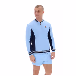 Fila Settanta Retro Baseball Track Top Jacket - BLUEBELL/NAVY/GARDENIA, SMALL